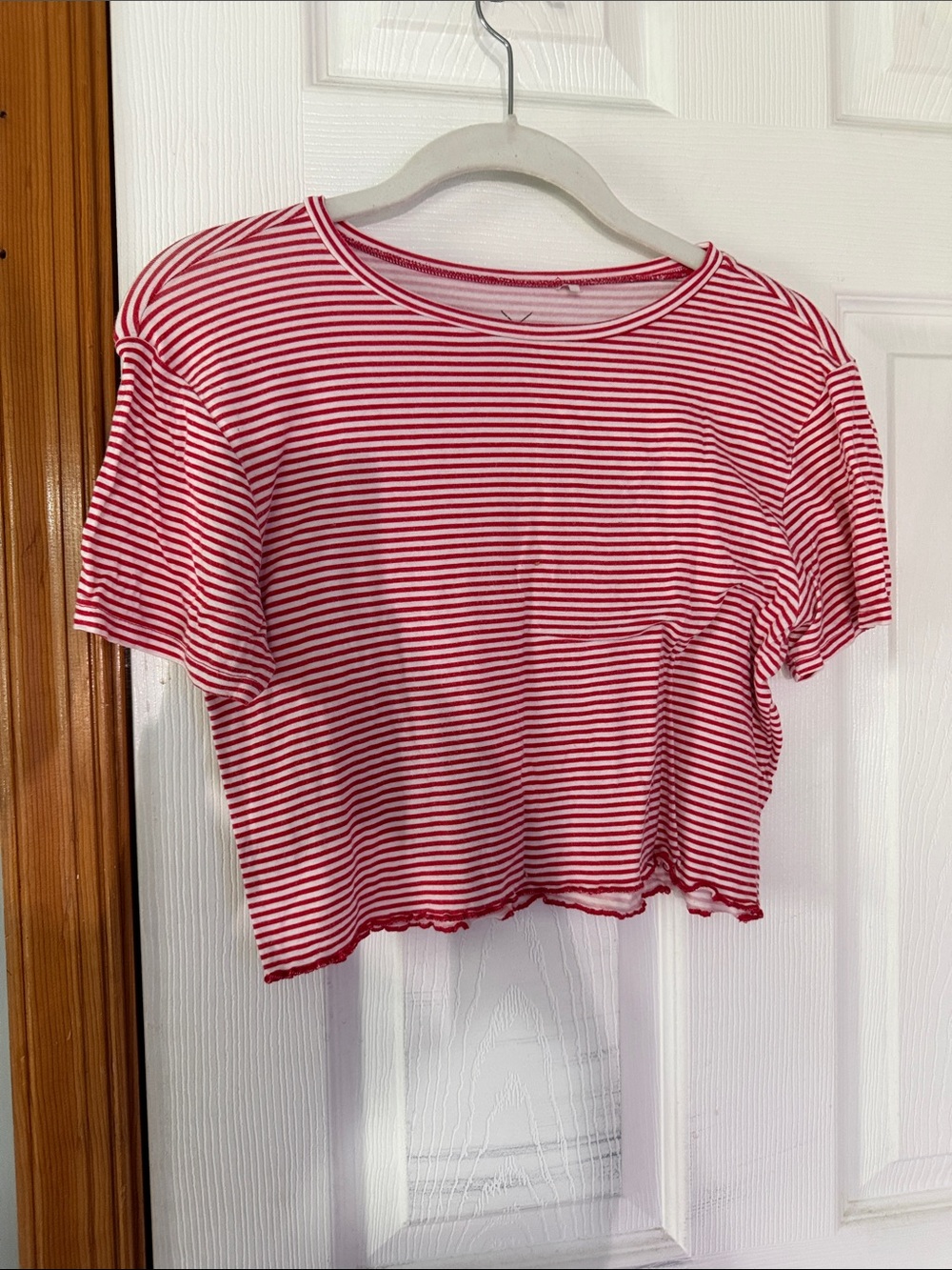PacSun Red & White Striped Crop Tee